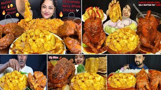 HUGE SPICY MUTTON FAT CURRY WHOLE CHICKEN CURRY CHICKEN GRAVY RICE ASMR MUKBANG EATING [upl. by Stephen]