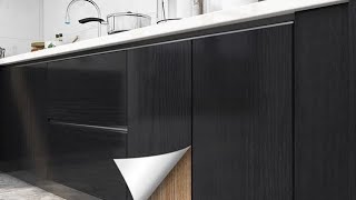 DIY Decorative Film Self Adhesive Wallpaper Wood Black PVC Vinyl Contact Paper For Kitchen Cabinets [upl. by Aeneas]