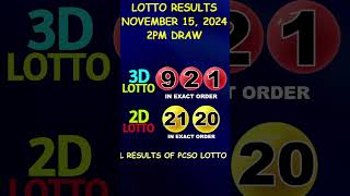 Lotto Result November 15 2024 2pm Draw shorts [upl. by Laira]