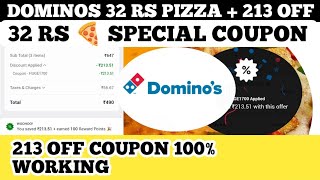 dominos 32 rs pizza  213 off  dominos coupon code today [upl. by Aveline]