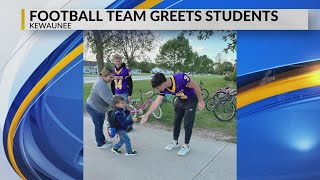 Kewaunee High School football players welcome students ahead of game day [upl. by Riggall986]