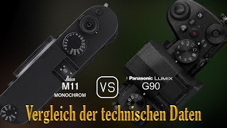 Leica M11 Monochrome vs Panasonic Lumix G90 Ein Vergleich der technischen Daten [upl. by Weathers68]