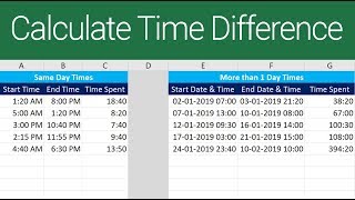 Calculate Time Difference in Excel [upl. by Pedrick]