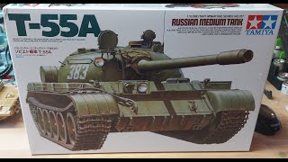 Tamiya 35257 135 T55 A Russian medium tank Photo build [upl. by Dlanod]