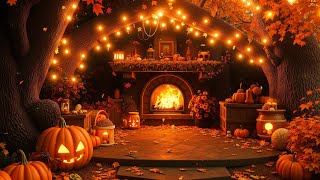 Cozy Autumn Halloween Fireplace  Crackling Fire amp Fall Ambience  3 Hours [upl. by Chancelor]