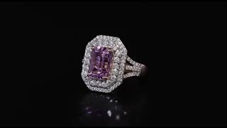 Kunzite amp Moissanite Double Halo Ring In 18K Rose Gold over Sterling Silver 575ctw [upl. by Laeahcim]