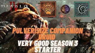 Pulverize Companion Druid  EASY LEVELING BUILD IN Season 3  Diablo 4 Guide150 [upl. by Arracat]