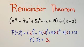 The Remainder Theorem  How to Find the Remainder when Dividing Polynomials [upl. by Joe]