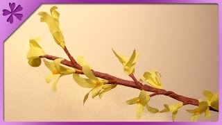 DIY Tissue paper forsythia ENG Subtitles  Speed up 5 [upl. by Atnoek]