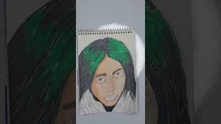 art drawing markers draw sketch draw billie eilish 💚 pls sub [upl. by Nauqram]