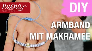 Armband mit Makramee Verschluss selber machen  Schmuck DIY Tutorial  NUENA HAMBURG [upl. by Poyssick]