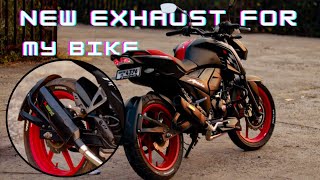 New exhaust for my Apache RTR 160 4V  Full installation  Praveen on bike [upl. by Kiker273]