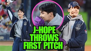 BTS Jhope Throws Ceremonial Pitch At South Korea’s Baseball Match [upl. by Tiffa]