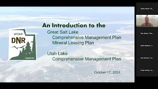 101724 Great Salt Lake and Utah Lake Comprehensive Management Plan Virtual Public Meeting [upl. by Hserus]