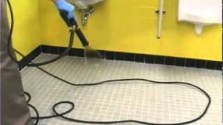 Cleaning a Restroom Floor With a Kaivac No Touch Cleaning System [upl. by Anisirhc]