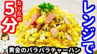 【コンロ不要】レンジで簡単！たった5分！黄金のパラパラチャーハンの作り方Microwave easy fries rice [upl. by Meingolda]