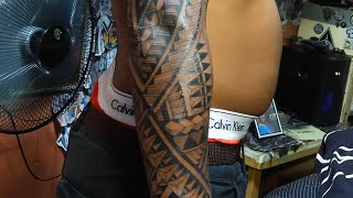 FULLSLEEVE POLYNESIAN TATTOO THANKS BOSS JAYR [upl. by Adlev198]