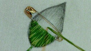 Amazing leaf hand embroidery design latest leaf hand embroidery using safety pin [upl. by Rambow]