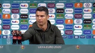 Drink water Ronaldo removes CocaCola bottles in press conference [upl. by Eirojram]