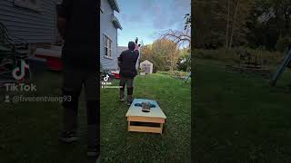 2 Airmail throw while practicing Cornhole [upl. by Nairdna78]