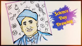 How To Draw Sir CVRaman Easy Steps  Sir CVRamans Face Drawing  Science Day Poster Drawing [upl. by Anividul]