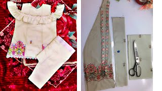 Very easy Baby Frock Cutting and Stitching with Small Fabric Leftover Pieces Baby Frock cut pice [upl. by Ahsaz]