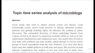 Topic time series analysis of microblogs [upl. by Zap]