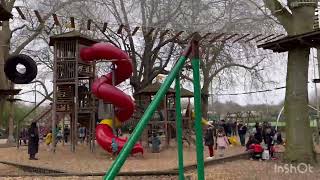 LONDON BATTERSEA PARK TREE TOP ADVENTUREZIP LINES HIGH ROPES PLAYGROUND [upl. by Nahtanoj]