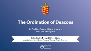 Join The Ordination of Deacons at St Philips Cathedral on Saturday 26th June 2021 at 430pm [upl. by Lennod]