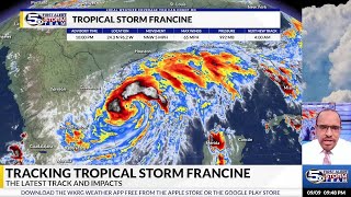 FRANCINE 10pm MON Expected to become a Hurricane early Tuesday [upl. by Nikkie]