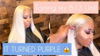 Toning 613 WigUnit IT TURNED PURPLE Wella TonerPurple Shampoo WATERCOLOR METHOD PriveXtentions [upl. by Wane]