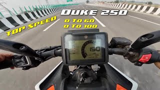 2024 KTM Duke 250  Top Speed  0 To 60  0 To 100  1st To 6th Gear Top Speed  Performance Test [upl. by Schaaff679]