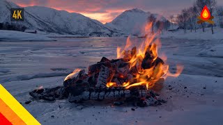 🔥 Campfire on ice 🧊 12 hours 4K [upl. by Ettenim]