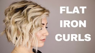 HOW TO CURL WITH A FLAT IRON  short hair [upl. by Ahtel]