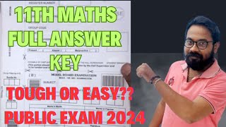 11th MathsFull answer keypublic exam 2024 [upl. by Anialam478]