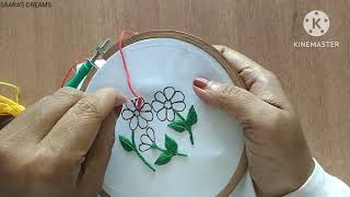 Hand Embroidery Design Buttonhole Bar Stitch  Detached Buttonhole Stitch [upl. by Parthena]