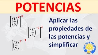 POTENCIACIÓN con FRACCIONES y Simplificación  Fracciones con doble exponente  Juliana la Profe [upl. by Eanom542]