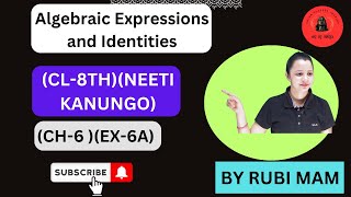 Algebraic Expressions and Identities Maths Class 8th CH6EX6A NEETI KANUNGO🔥 mathsquestions [upl. by Jarrett399]