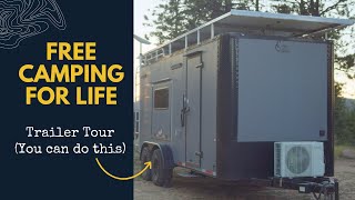 Cargo Trailer Conversion TOUR Ditch the RV parks  AC and Heat with No Hookups [upl. by Arocal]