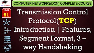 L61 Transmission Control ProtocolTCP Introduction  Features Segment Format 3 – way Handshaking [upl. by Siahc]