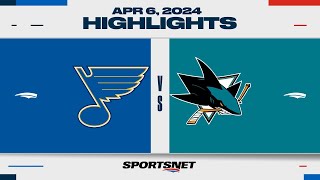 NHL Highlights  Sharks vs Blues  April 6 2024 [upl. by Eniluqcaj230]