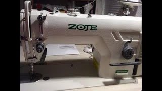 Threading industrial sewing machine zoje ZJ9703ARD4J02 for better thread tension on i [upl. by Kciredorb]