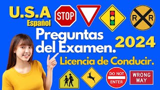 2024 ACTUAL EXAMEN TEORICO DE MANEJO EN ESPAÑOLLICENCIA DE CONDUCIR EN USA [upl. by Attelliw]