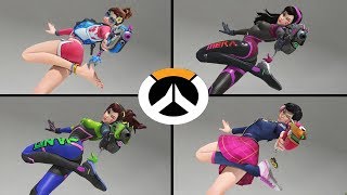 Overwatch  All DVa Skins with All Highlight Intros [upl. by Alisan]