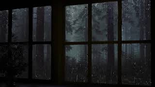 Rain On Window with Thunder Sounds  Rain in Forest at Night  10 Hours [upl. by Dora]