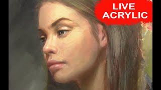 Live acrylic painting  How to paint a portrait in Acrylics [upl. by Bush]