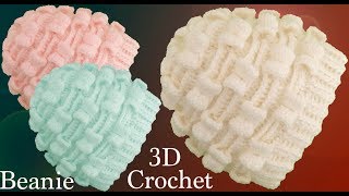 Gorro a Crochet en punto moños Marshmallow o Malvaviscos 3D Tejido tallermanualperu [upl. by Bohannon]