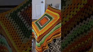 Handmade Warm Fall Winter Colors Crochet AfghanThrow Sunrise Blanket Apx 45x45 fallfavorites [upl. by Shipley]