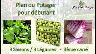 Plan du potager débutant  3 Saisons  3 Légumes  3ème carré [upl. by Aninaj]