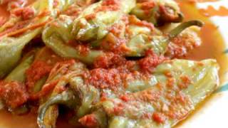 GreekFoodTv☼ Sauteed Green Peppers in Tomato Sauce HD [upl. by Hermes]